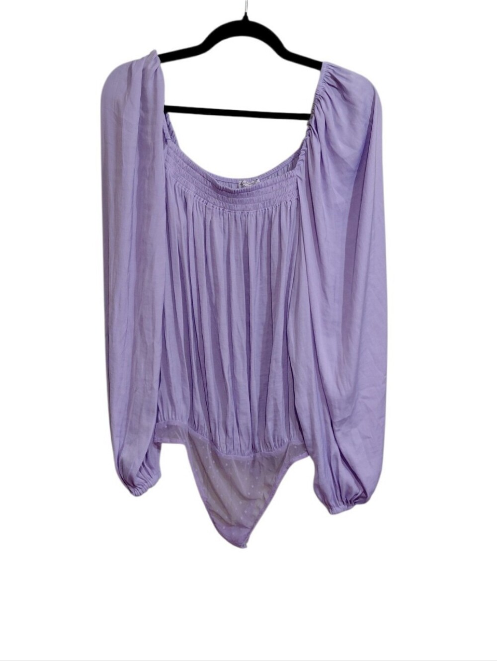 Lavender Smocked Peasant Long-Sleeve Bodysuit